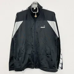 【値引き交渉OK！】古着 used　～90s　Diadora　ディアドラ　トラックジャケット/ジャージ　ヴィンテージ　黒　ブラック