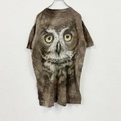 【値引き交渉OK！】古着 used　THE MOUNTAIN　ザマウンテン　半袖プリントTシャツ　アニマルT　タイダイ　茶色　ブラウン　Lサイズ