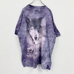 【値引き交渉OK！】古着 used　THE MOUNTAIN　ザマウンテン　半袖プリントTシャツ　アニマルT　タイダイ　紫　パープル　XLサイズ
