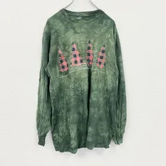 【値引き交渉OK！】古着 used　THE MOUNTAIN　ザマウンテン　長袖プリントTシャツ　タイダイ　緑　グリーン　Lサイズ
