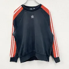 【値引き交渉OK！】古着 used　adidas　アディダス　スウェット/トレーナー　スリーストライプス　バイカラー　赤　黒　Sサイズ