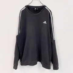 【値引き交渉OK！】古着 used　adidas　アディダス　スウェット/トレーナー　黒　ブラック　4XOサイズ