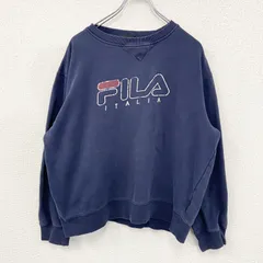 【値引き交渉OK！】古着 used　FILA　フィラ　スウェット/トレーナー　紺　ネイビー　Mサイズ
