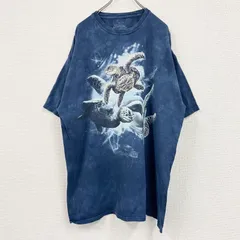 【値引き交渉OK！】古着 used　THE MOUNTAIN　ザマウンテン　半袖プリントTシャツ　タイダイ　青　XLサイズ