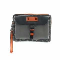 コーチ COACH クラッチバッグ セカンドバッグ ロゴ カモフラ 迷彩柄 レザー PVC 総柄 黒 ブラック オレンジ 1173 ■GY17 /MQ