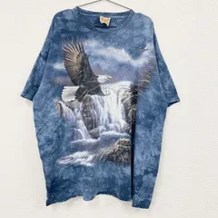 【値引き交渉OK！】古着 used　THE MOUNTAIN　ザマウンテン　半袖プリントTシャツ　アニマルT　タイダイ　青　ブルー　2XLサイズ