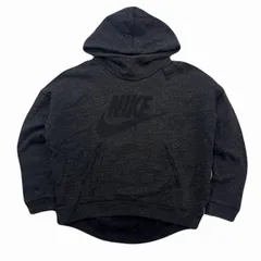 ナイキ プルオーバー レディース L チャコールブラック サイドライン パーカー スウェット 胸ロゴ 黒