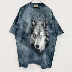 【値引き交渉OK！】古着 used　THE MOUNTAIN　ザマウンテン　半袖プリントTシャツ　アニマルT　タイダイ　灰色　グレー　XLサイズ