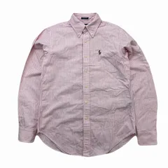 ラルフローレン 長袖シャツ レディース M相当 サイズ2 ピンク ストライプ クラシックフィット