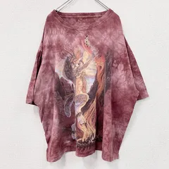 【値引き交渉OK！】古着 used　THE MOUNTAIN　ザマウンテン　半袖プリントTシャツ　アニマルT　タイダイ　赤色　4XLサイズ