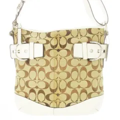 コーチ COACH ショルダーバッグ キャンバス レザー 革 シグネチャー ロゴ バックル 白 ホワイト F03574 /CK16 ■GY17