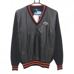 【新品】キャロウェイ 切替セーター 黒×レッド 前身頃地模様 Vネック ウール混 ニット  メンズ M ゴルフウェア Callaway