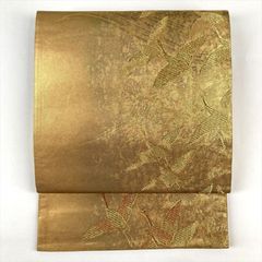 パール市) No.2940 正絹作家物「斉藤三才」麻の葉金糸箔袋帯 落款 美品