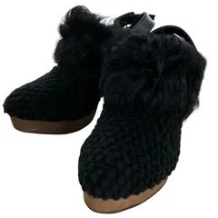 　GRACE  CONTINENTAL　グレースコンチネンタル　サンダル　厚底　ファー×ニット　黒　サイズ36【ZK69】