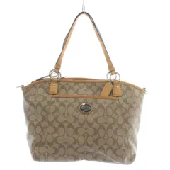 コーチ COACH トートバッグ ショルダー 2WAY PVC レザー シグネチャー 総柄 ロゴ 茶色 ブラウン F19817 /XZ ■GY13