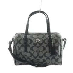 コーチ COACH F49862 ハンド ショルダーバッグ 2WAY ロゴ PVC レザー シグネチャー グレー 黒 ブラック ■GY13 /MQ