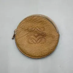 美品　LOEWE　ロエベ　コインケース　小銭入れ　丸型　円形　アナグラム　ヴィンテージ　レザー　ブラウン系