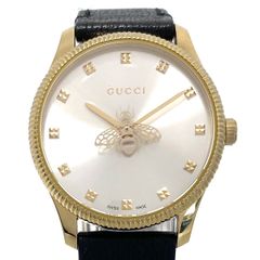 GUCCI グッチ 腕時計 猫 ラバーベルト ホワイト YA136322 金 - メルカリ