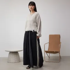 美品 AZUL BY MOUSSY アズール バイマウジー サイドライン フレアスカート ロング レディース FREE フリーサイズ スポーツ ウエストゴム ドローストリング 切り替え ゆったり 250HSG31-502C _