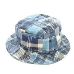 ポロ バイ ラルフローレン Polo by Ralph Lauren 帽子 バケットハット パッチワーク チェック コットン S/M 青 ブルー /AH12 ■GY03