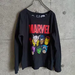 【USED】US 古着 MARVEL マーベル ロンT 長袖 Tシャツ アベンジャーズ系 メンズ 長袖Tシャツ レディース USA古着 ブラック ラグランスリーブ スパイダーマン ソー ハルク アイアンマン キャプテン・アメリカ ホークアイ ルーク・ケイジ
