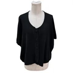 Leilian レリアン トップス 半袖 カーディガン ブラック 19+大きなサイズ