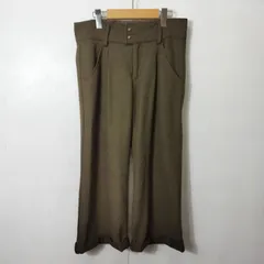 axes femme アクシーズファム セミ ワイド パンツ クロップド ロールアップ 切替 レース カーキ系 M B130