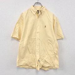 【値引き交渉OK！】古着 used　Ralph Lauren　ラルフローレン　半袖ボタンダウンシャツ　オックスフォード　黄色　イエロー　Mサイズ