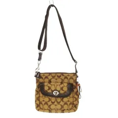 コーチ COACH シグネチャー ショルダーバッグ ブラウン キャンバス /CK33 ■GY18