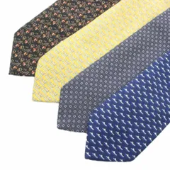 サルヴァトーレフェラガモ Salvatore Ferragamo ネクタイ 4本セット 絹 シルク レギュラータイ 総柄 ロゴ マルチカラー /XZ ■GY18