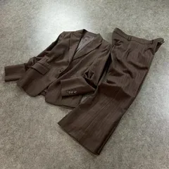 日本製 Reflect リフレクト セットアップ 上下 スーツ テーラードジャケット シングル ストライプ スラックス ウール カシミヤ混 ストレッチ ブラウン 茶 レディース