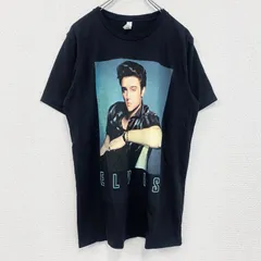 【値引き交渉OK！】古着 used　CANVAS　エルビスプレスリー　半袖プリントTシャツ　黒　ブラック　Lサイズ