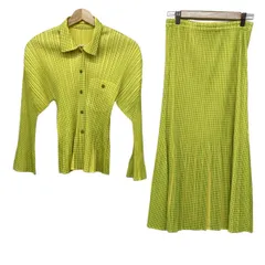 PLEATS PLEASE(プリーツプリーズ) スカートセットアップ レディース美品  - PP22-JJ853/PP22-JG855 イエロー×イエローグリーンのサムネイル