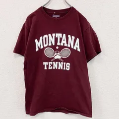 【値引き交渉OK！】古着 used　Champion　チャンピオン　半袖プリントTシャツ　3連プリント　刺繍ロゴ　ワインレッド　Mサイズ