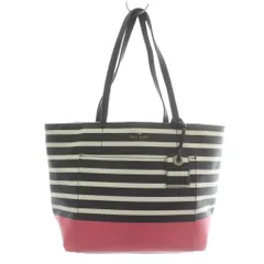 ケイトスペード KATE SPADE トートバッグ ハンド PVC レザー ボーダー柄 ロゴ 総柄 黒 ブラック 白 ホワイト ピンク PXRU8314 /XZ
