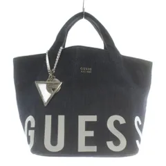 ゲス GUESS LOU LOU SMALL CARRYALL トートバッグ ハンド デニム キャンバス ロゴ プリント インディゴ 紺 ネイビー /XZ ■GY11