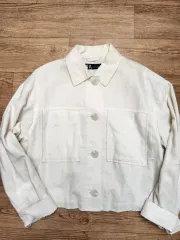 ザラ アイボリー クロップド シャツ ジャケット