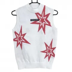 【超美品】ジャックバニー ハイネックベスト 白×レッド 星柄  レディース 1(M) ゴルフウェア Jack Bunny