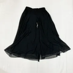 社交ダンス 衣装 スカート 黒  プルオンスタイル デザインチャーム付き 裾スパンコール ウエストゴム仕様 ウエスト約60cmのサムネイル