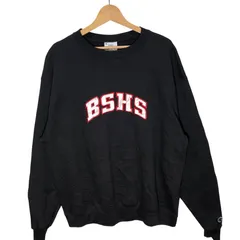 Champion/チャンピオン BSHS カレッジロゴ刺繍 スウェット トレーナー フロント刺繡 オーバーサイズ ビッグシルエット Honduras製 XLサイズ ブラック