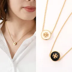 TORY BURCH トリーバーチ アクセサリー キラ エナメル ペンダント ネックレス 90549 レディース ブラック ホワイト ロゴ オケージョン ギフト プレゼント 人気 おすすめのサムネイル