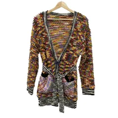 MISSONI(ミッソーニ) カーディガン サイズ38 S レディース美品  - アイボリー×グリーン×マルチ 長袖