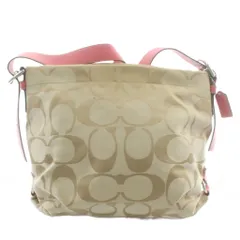 コーチ COACH ショルダーバッグ キャンバス レザー シグネチャー 総柄 ベージュ ピンク F15067 /XZ ■GY18