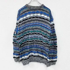 【値引き交渉OK！】古着 used　COOGI風ニットセーター　3Dニット　総柄　マルチカラー