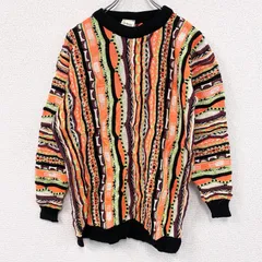 【値引き交渉OK！】古着 used　～00s　Le BOOS　COOGI風アクリルニットセーター　3Dニット　ヴィンテージ　総柄　マルチカラー　