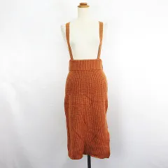 フリークスストア FREAKS STORE ニット スカート ボトムス ロング丈 タイト サスペンダー付き 片畝 ウール混  F キャメル ※EKM