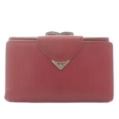 イヴサンローラン YVES SAINT LAURENT 財布 二つ折り がま口 レザー ロゴ 型押し 赤 レッド /XZ ■GY11