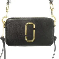 マークジェイコブス MARC JACOBS The Snapshot ショルダーバッグ クロスボディバッグ ロゴ レザー 黒 ブラック グレー M0014146 /AH24 ■GY01
