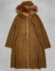 レディースアウター リバーシブル(両面) ファー フード フリース フリース ボア ムートン コート