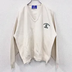 【値引き交渉OK！】古着 used　90s　Champion　チャンピオン　コットンニットセーター　ヴィンテージ　Vネック　白　ホワイト　XXLサイズ